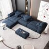 Modern Oversized Modular Sectional Sofa, Sparkling Chenille Soft Cushion Sofa With 6 Pillows, 6 Pieces Diy Combination Tufted Sofa, No Assembly Required - Blue - Image 11