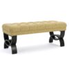 Hilton - Ottoman Bench With Button - Tufted Diamond Stitching - Yellow - Image 7