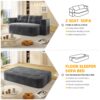 2 In 1 Foldable Sofa Plush Corduroy Sofa Convertible Floor Sofa Bed Deep Seating With Multi Functional Blanket Suitable For Living Rooms - Dark Gray - Image 15