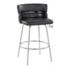 Cinch - Contemporary Fixed Height Counter Stool With Swivel With Round Footrest (Set of 2) - Chrome / Black - Image 2