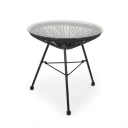 Nusa - Side Table With Tempered Glass Top - Black