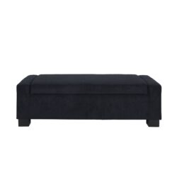 Textured Fabric Ottoman Bench With Hinged Lid - Dark Blue