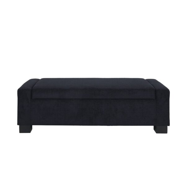 Textured Fabric Ottoman Bench With Hinged Lid - Dark Blue