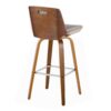 Corazza - Mid-Century Modern Fixed Height Barstool With Swivel With Square Footrest (Set of 2) - Walnut / Light Gray - Image 4