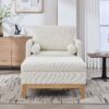 Oversized Swivel Barrel Accent Chair And Ottoman Set With Storage - Ivory - Image 4