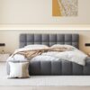Queen Size Upholstered Platform Bed With Thick, Grounded Bed With Solid Frame - Gray - Image 11