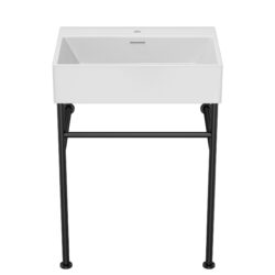 24" Ceramic Console Bathroom Sink With Overflow Basin & Legs - White