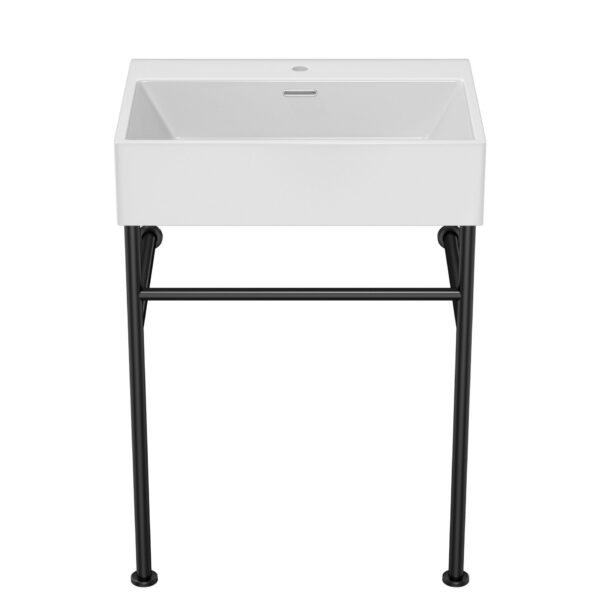24" Ceramic Console Bathroom Sink With Overflow Basin & Legs - White