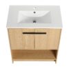 Modern 30" Bathroom Vanity With Ceramic Sink, Freestanding Cabinet, 2 Soft Closing Doors - Oak - Image 13