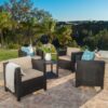 Modern Outdoor Club Chair With Removable Cushions - Brown / Beige - Image 5