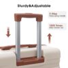 Luggage With Tsa Lock Spinner Wheels Hardside Expandable Luggage Travel Suitcase Check In Luggage ABS 24" - Brown / White - Image 3