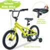 Kids Bike, 16" Kids' Bicycle With Training Wheels For Boys Age 4-7 Years - Yellow - Image 2