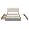 Queen Size Platform Bed With Trundle And 2 Drawers - Gray - Image 2