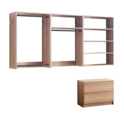 Devi - Wall Mounted Closet System, Modular Units - Oak