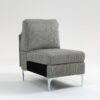 Modular Sectional Sofa Armless Seat Module, Corduroy Sectional Couch, Single Couch Modular Armless Accent Chair With Back Cushion - Gray - Image 3