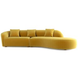 Elijah - Japandi Style Curvy Sectional Sofa - Yellow