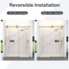 Frameless Single Sliding Shower Door With Bypass Design And 5 / 16" Clear Tempered Glass - Brushed Gold - Image 11