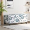 Luxury Storage Ottoman With Floral Patterned Fabric, Soft Close Hinges, Functional Footrest & Seat - Multicolor - Image 3