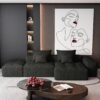 Modern Oversized Modular Sectional Sofa With Ottoman, Seat, Chaise Lounge And Armrest, Sparkling Chenille Fabric Soft Cushion Sofa With 4 Pillows, 4 Pieces Diy Combination Tufted Sofa, No Assembly Required - Black - Image 13