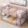 Twin Over Twin Floor Bunk Bed - Pink - Image 2