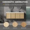 Original 60" Wall Mounted Bathroom Vanity With Double Resin Sink And Soft Closing Doors Plywood - Oak - Image 3