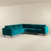 Amber - Velvet Corner Sectional Sofa - Teal - Image 2