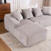 Compression Sofa: Combining Chaise Longue With 3 Seater, Corduroy Fabric, Full Sponge Compression Sofa, Combined Sofa With 4 Pillows For Living / Home Furniture / Apartment - Light Gray - Image 7