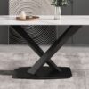 63" Modern Artificial Stone Straight Edge Metal X-Leg Dining Table, 6 People - White / Black - Image 6