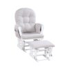 Mason - Glider And Ottoman White Wood - Woven Gray Fabric - Image 2