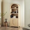 Modern 3 Shelf Open Arched Bookcase Cabinet - Oak - Image 8