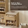 Shoe Storage Cabinet Rattan Shoe Storage Organizer With 2 Flip Drawers, A Storage Drawer And A Bench For Entryway, And Hallway - Light Brown - Image 7
