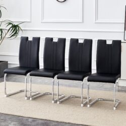 (Set of 4) Material Bow Shaped Chairs Perfectly Integrated Into Industrial And Modern Home Design - Black