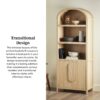 Modern 3 Shelf Open Arched Bookcase Cabinet - Oak - Image 12