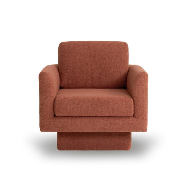 360° Modern Swivel Accent Chair Round Armchair, Thick Padded Single Lounge Sofa Upholstered Comfy - Brick Red