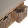 Rattan Basket Linen Bench - Brown - Image 6