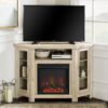 Classic Glass Door Fireplace TV Stand For TVs Up To 55" - White Oak - Image 5