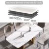 70.87" Modern Artificial Stone White Curved Metal Leg Dining Table - White / Gold - Image 7