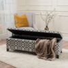 Quotient - Upholstered Storage Ottoman With Tapered Block Feet - Gray / White - Image 7