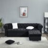 Reversible Sectional Sofa 4 Seater Oversized Convertible L Shaped Couch Velvet Sofa Couch - Black - Image 5