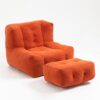 Fluffy Bean Bag Chair, Comfortable Bean Bag For Adults And Children, Super Soft Lazy Sofa Chair With Memory Foam And Ottoman, Indoor Modern Focus Bean Bag Chair For Living Room, Bedroom, Apartment - Red - Image 22