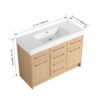 Original 48" Freestanding Bathroom Vanity With Resin Sink Soft Closing Doors And Drawers Plywood Construction - Oak - Image 3