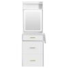Small Vanity Desk With Mirror And Light, Dressing Table With Charging Station & Fold Up Panel For Small Space, Compact Makeup Vanity Set With Hidden Stool For Bedroom - White - Image 18