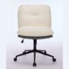 Oversize Seat Cirss Cross Chair With Wheels, Elegant Design Computer Chair, Adjustable Height 360 Degree Rolling Swivel Home Office Chair For Small Space, Dressing Room, Living Room - Dark Gray / White - Image 13