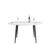 59.05" Modern Man-Made Stone Round Metal Dining Table-Position For 6 People - White / Black - Image 3