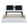 Queen Size Upholstered Platform Bed Frame With LED Lighting, Bluetooth Connection To Play Music Control, Backrest Vibration Massage, Curve Design, Wood Slat Support, No Box Spring Needed - White - Image 15