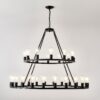 Extra Large Wagon Wheel Chandelier, 2 Tier 36 Lights (No Include) Farmhouse Industrial Round High Ceiling Pendant Light Adjustable Chain, For Dining Room, Living Room, Kitchen - Black - Image 21