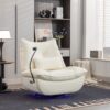 270 Swivel Glider Recliner Chair, Power Recliner Rocking Chair, USB Port Charge For Nursery Chair With Atmosphere Lamp For Living Room Bedroom Apartment - White - Image 3