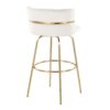 Cinch - Glam / Art Deco Fixed Height Barstool With Swivel With Round Footrest (Set of 2) - Gold / Cream - Image 4