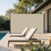 Retractable Side Awning Waterproof And UV Resistant Privacy Screen For Patio Balcony Garden Polyester With Frame - Acacia Wood / Beige - Image 4