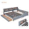 Queen & Twin Long Size Upholstered Platform Bed, Mother & Child Bed With Hydraulic Storage System, Drawer Box, Bedhead Storage Shelf And 2 Pairs Of Sockets & USB Ports - Gray - Image 19